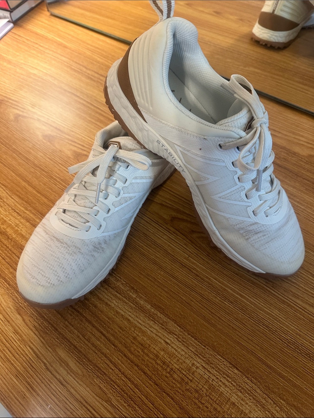 New Balance Athletic Golf Shoes with Brown Accent
